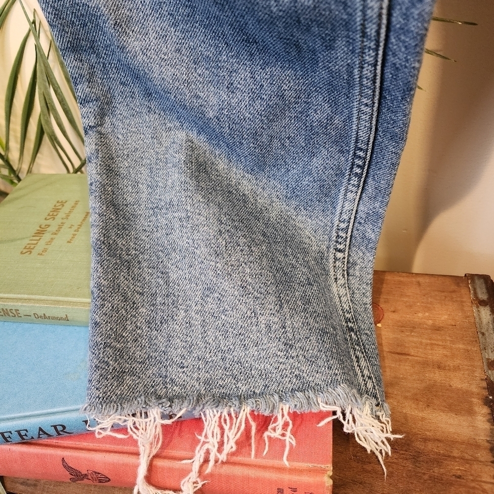 Topshop MOTO Jeans Womens Size 30 Raw Hem Wide Leg Cropped Medium Wash Waist - Picture 7 of 10